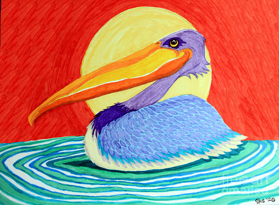 Pelican in the Sun  Drawing by Nick Gustafson