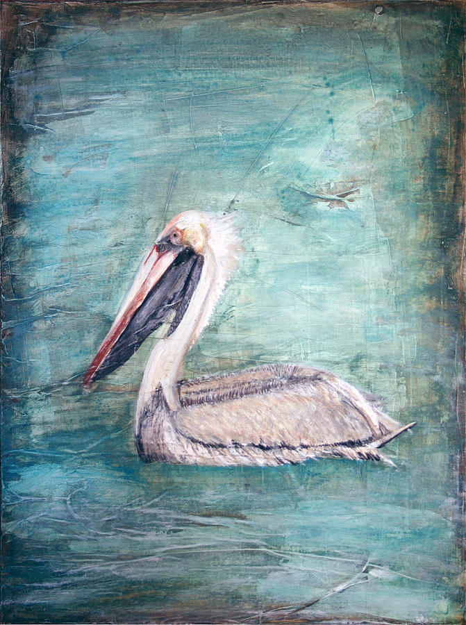 Pelican Mixed Media - Pelican in water by Stephanie  Kriza