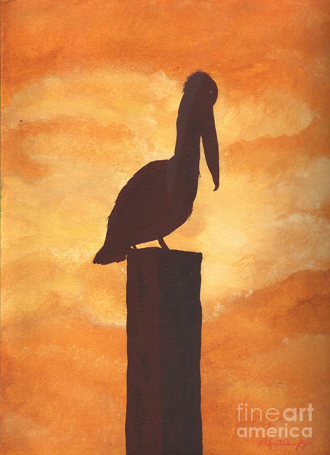 Pelican - Is He Looking At You ...or...away From You Painting by Myrtle Joy