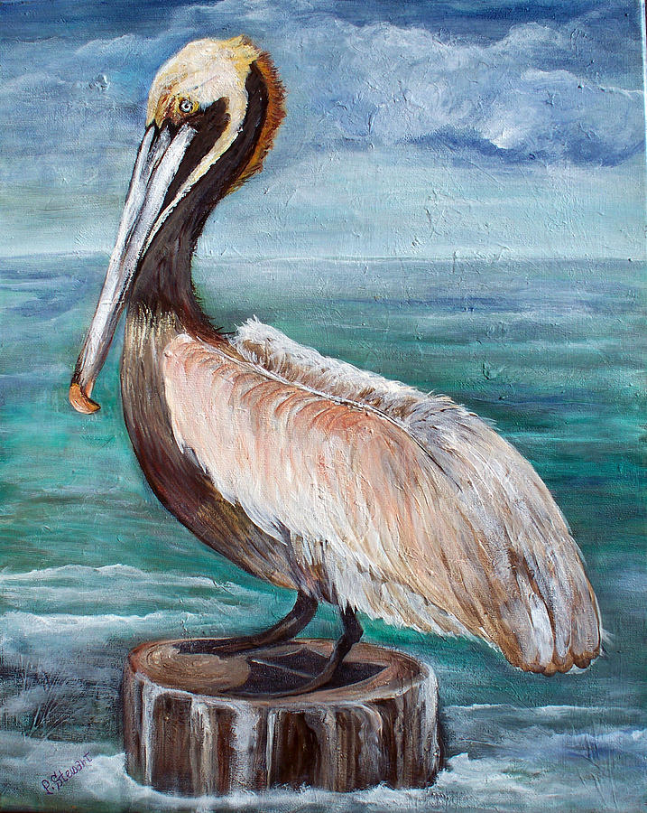 Pelican On An Ocean Pier by Penny Stewart