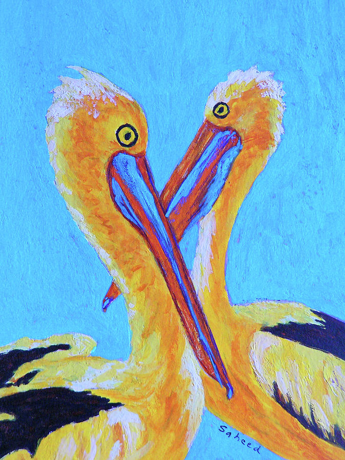 Pelican Pals Painting by Margaret Saheed