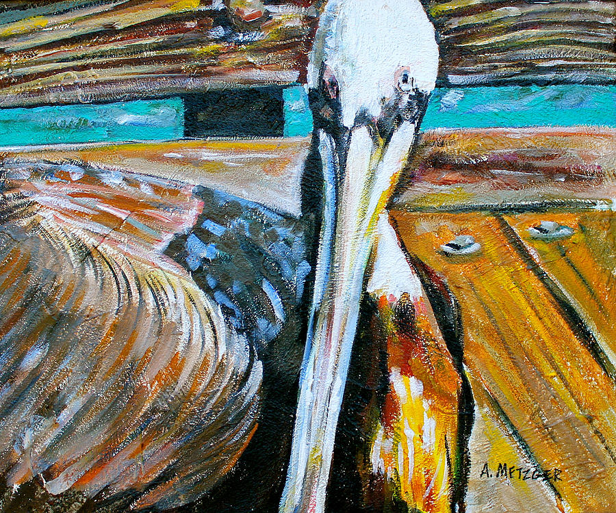 Pelican Resting Painting by Alan Metzger
