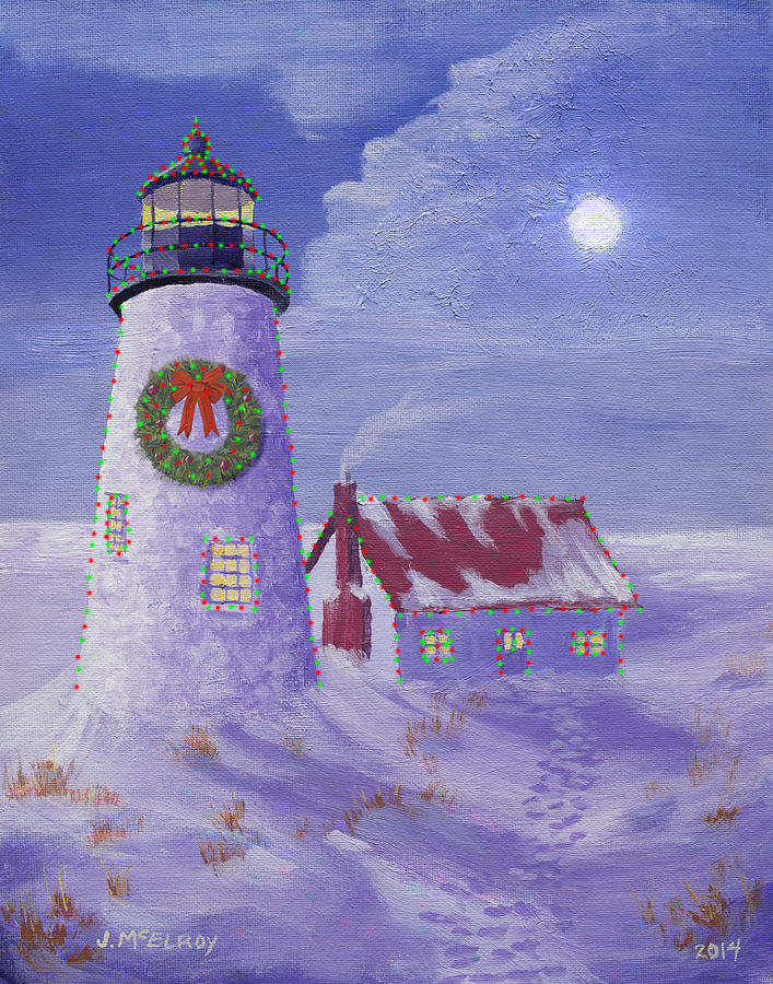 Pemaquid Christmas Painting by Jerry McElroy