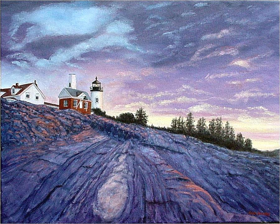 Lighthouse Painting - Pemaquid Point Dawn by Fran Brooks