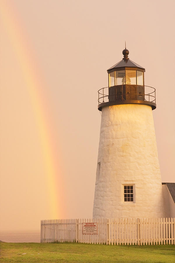 Pemaquid Point Lighthouse And Rainbow in Maine  Photograph by Keith Webber Jr