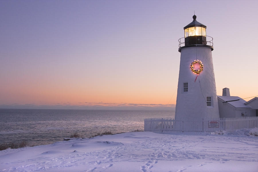 Pemaquid Point Lighthouse and Snow Maine Coast Photograph by Keith Webber Jr