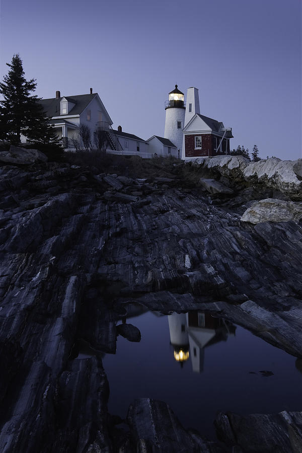 Pemaquid Point Lighthouse At Night in Maine Photograph by Keith Webber Jr