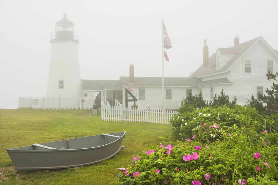 Pemaquid Point Lighthouse in Fog Maine Prints Photograph by Keith Webber Jr