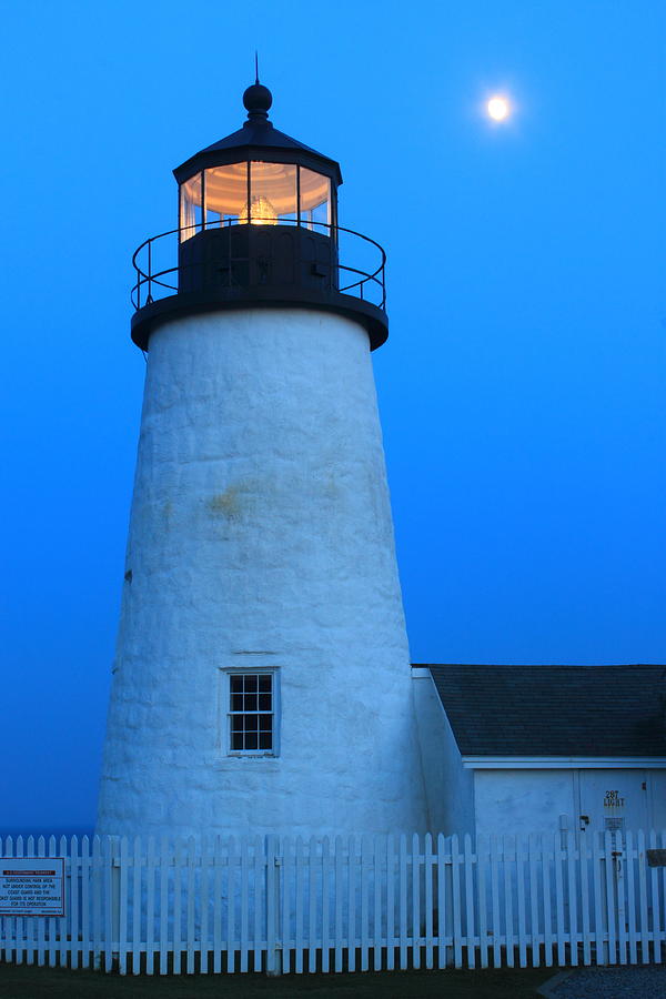 Pemaquid Point Lighthouse Moon Photograph by John Burk