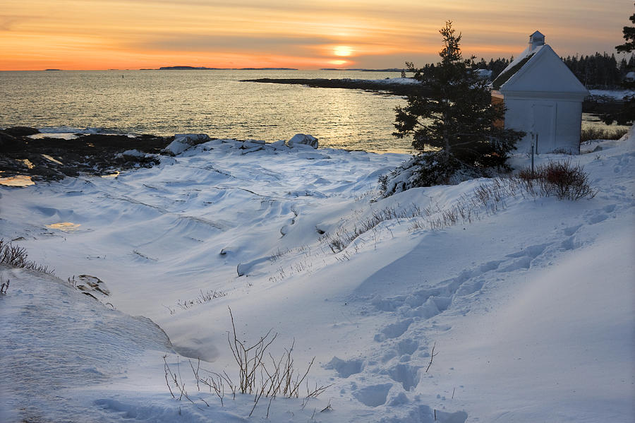 Pemaquid Point Winter Sunset on the Maine Coast Photograph by Keith Webber Jr