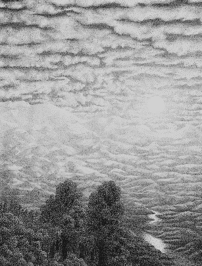 Pen And Ink Clouds 2 Drawing by Karma Moffett