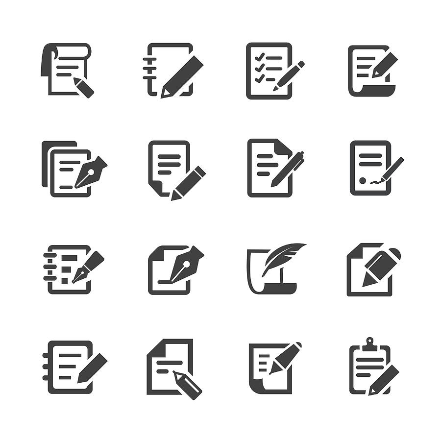 Pen and Paper Icons - Acme Series Drawing by -victor-