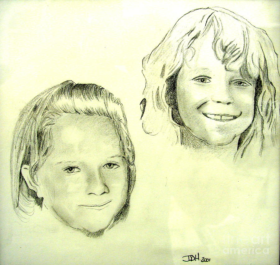 Pencil Portrait Mom And Daughter Drawing by Joseph Hawkins