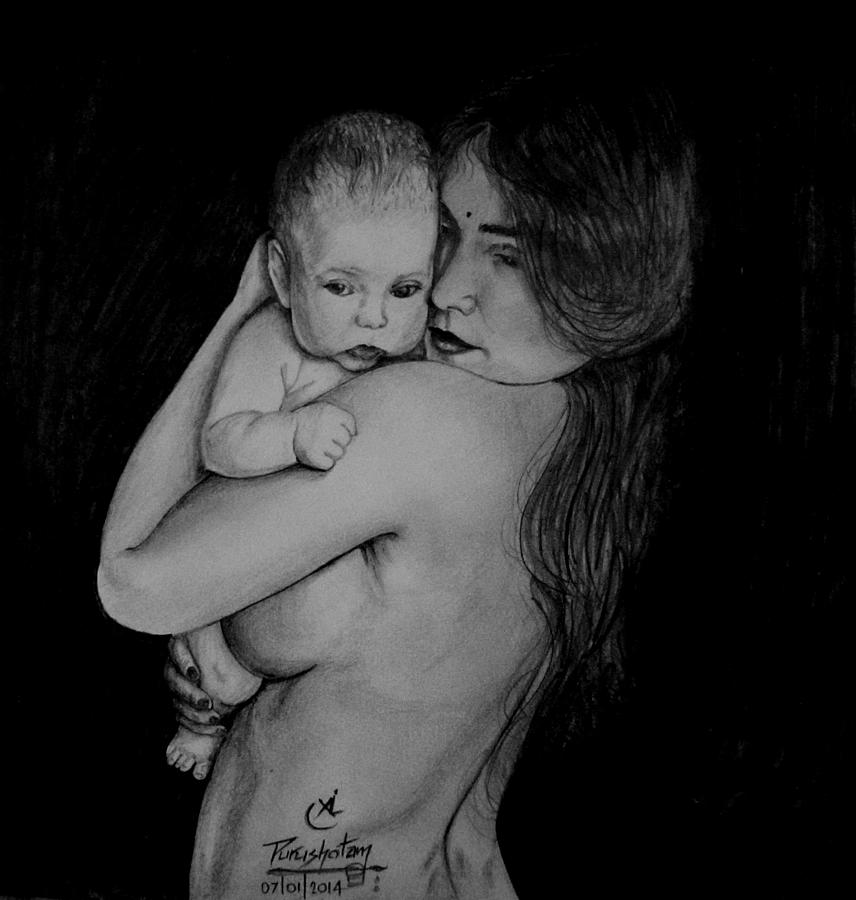 Mother's love for baby drawing - pencil sketch / Very Simple drawing of  mother and baby Drawing /Art - YouTube