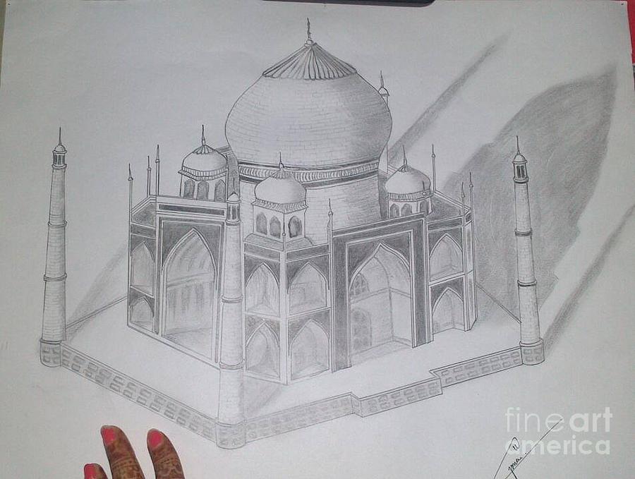 Elegance of the Taj Mahal Drawing by HusbandWifeArtCo - Fine Art America