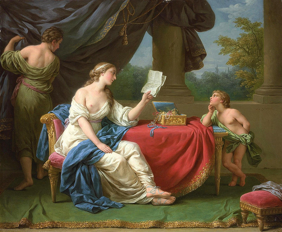 Penelope Reading a Letter from Odysseus Painting by Louis-Jean-Francois Lagrenee