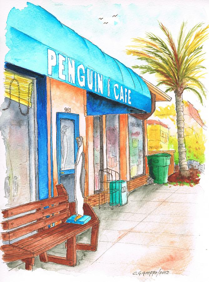 Penguin Cafe in Laguna Beach, California Painting by Carlos G Groppa