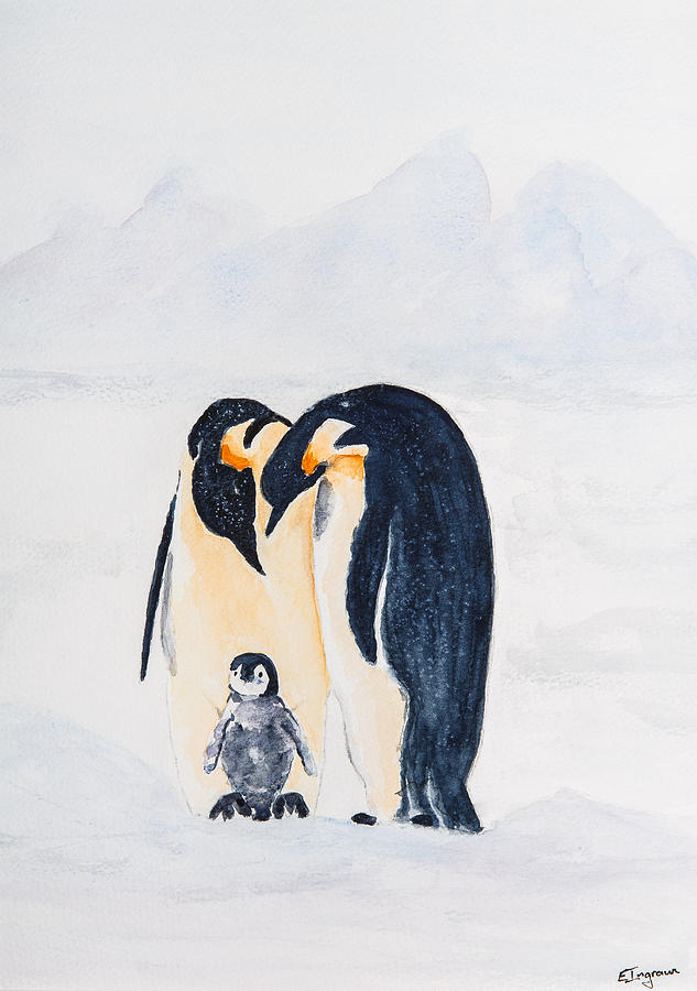 Penguin Family Painting by Elvira Ingram
