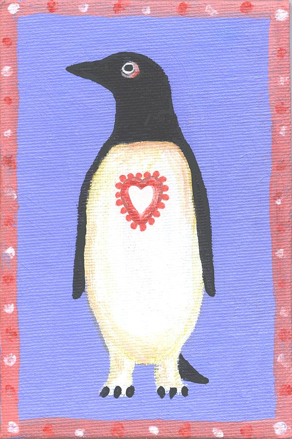 Bird Painting - Penguin Love by Linda Mears