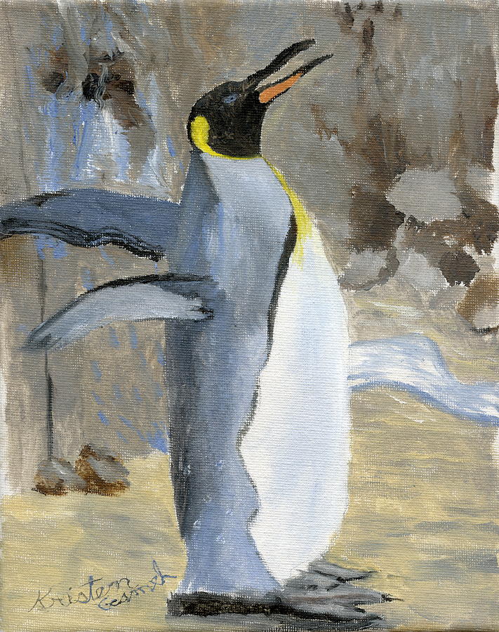 Penguin Taking a Shower Painting by Kristen Gamel | Fine Art America