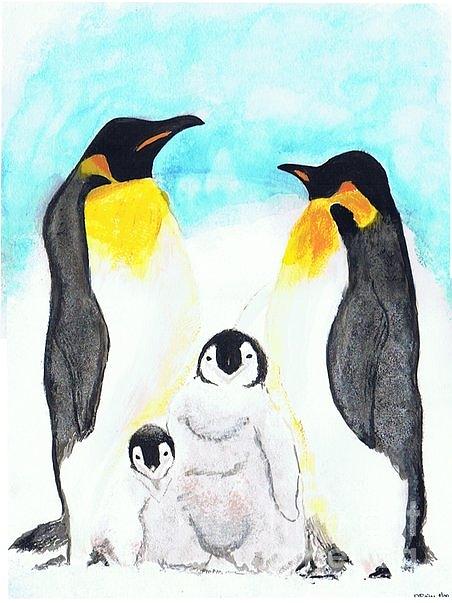 Animal Painting - Penguins by Denise Railey