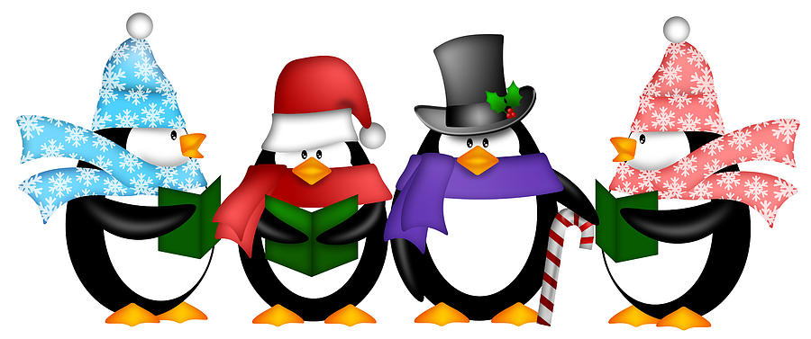 Penguins Singing Christmas Carol Cartoon Clipart Digital Art by Jit Lim -  Pixels