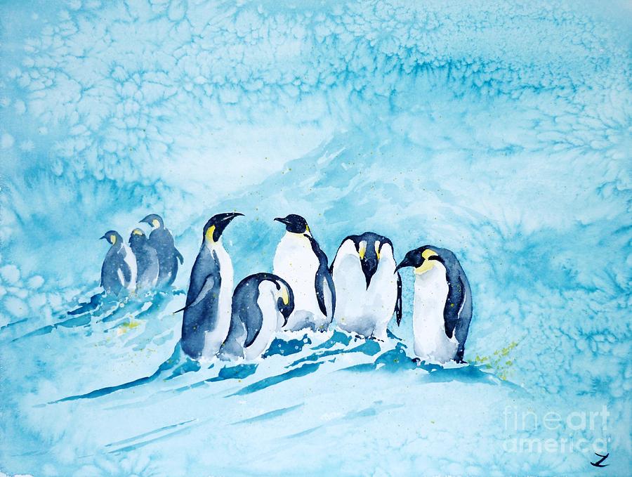 Penguins Painting by Zaira Dzhaubaeva