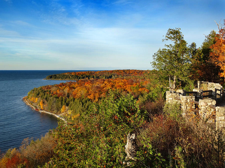 Peninsula State Park Lookout in the Fall Photograph by David T Wilkinson