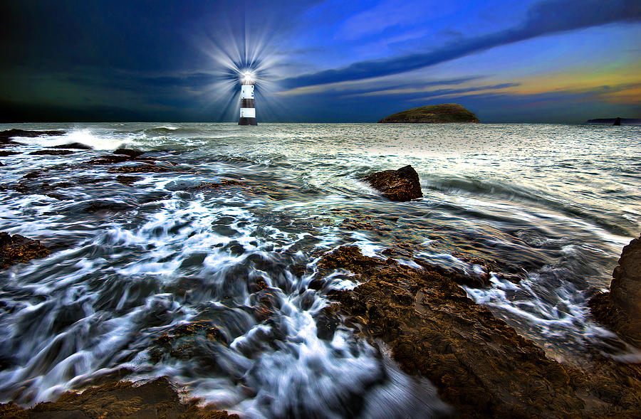 Lighthouse Photograph - Penmon Light And Puffin Island by Meirion Matthias