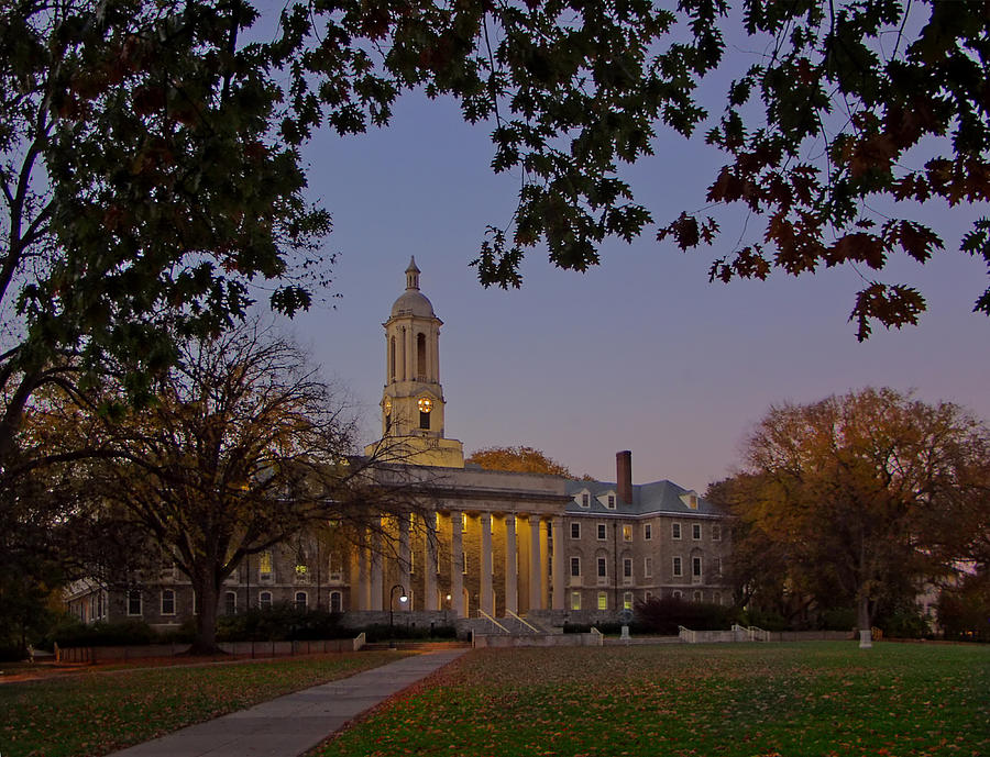 Penn State Photograph - Penn State Old Main at Dusk by William Ames