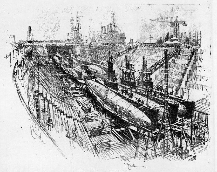 Pennell Submarines, 1917 Painting by Granger