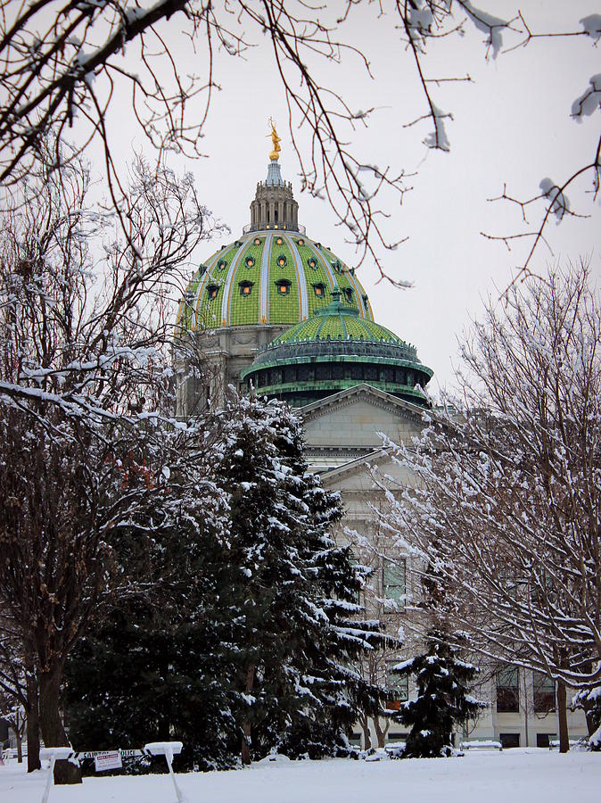 Architecture Photograph - Pennsylvania Capitol In Winter by Joseph Skompski