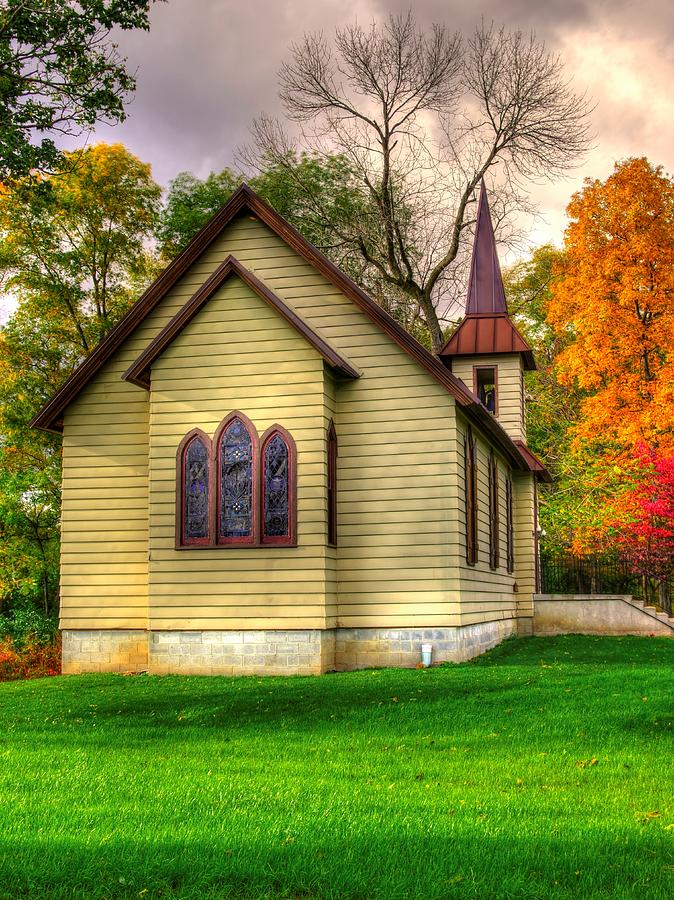 Pennsylvania Country Churches - Heckton Church at Fort Hunter Autumn - Dauphin County Photograph by Michael Mazaika