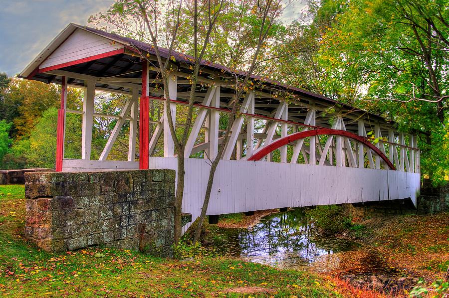 Pennsylvania Country Roads - Dr. Knisley Covered Bridge Over Dunning Creek - Autumn Bedford County Photograph by Michael Mazaika