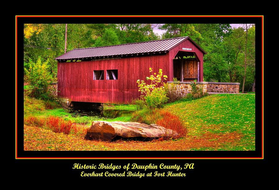 Pennsylvania Country Roads - Everhart Covered Bridge at Fort Hunter - Dauphin County Poster No. 1 Photograph by Michael Mazaika