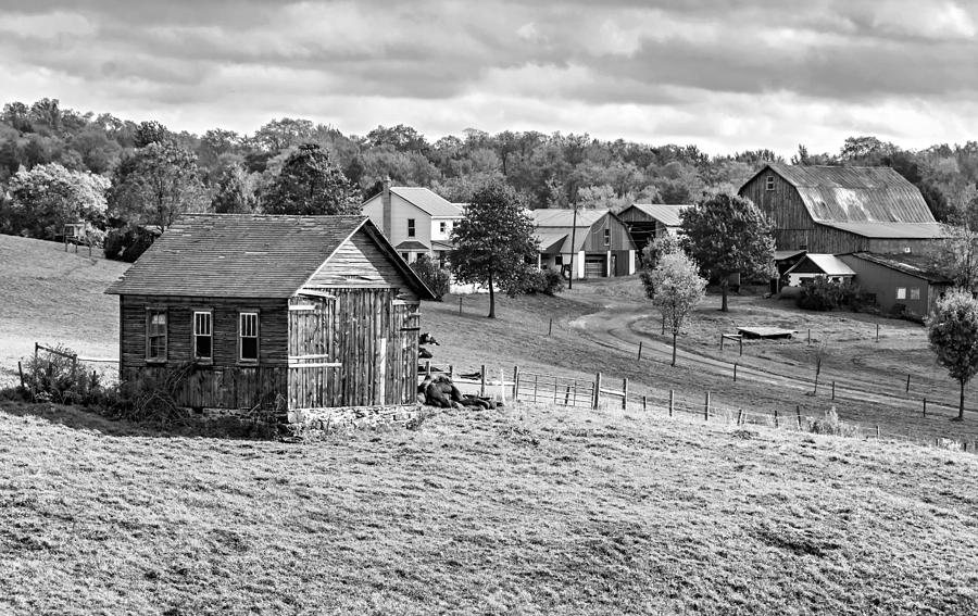 Pennsylvania Farm bw Photograph by Steve Harrington