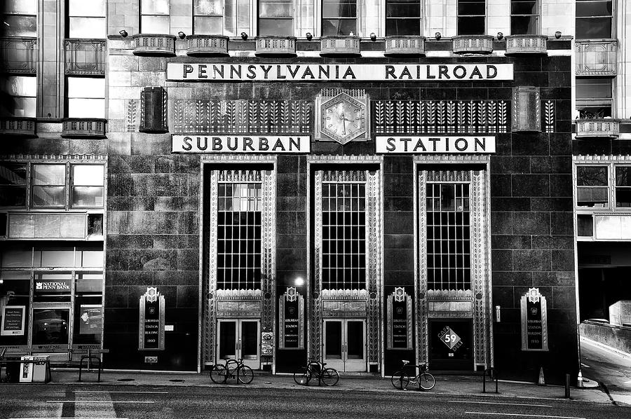Black And White Photograph - Pennsylvania Railroad Suburban Station in Black and White by Bill Cannon