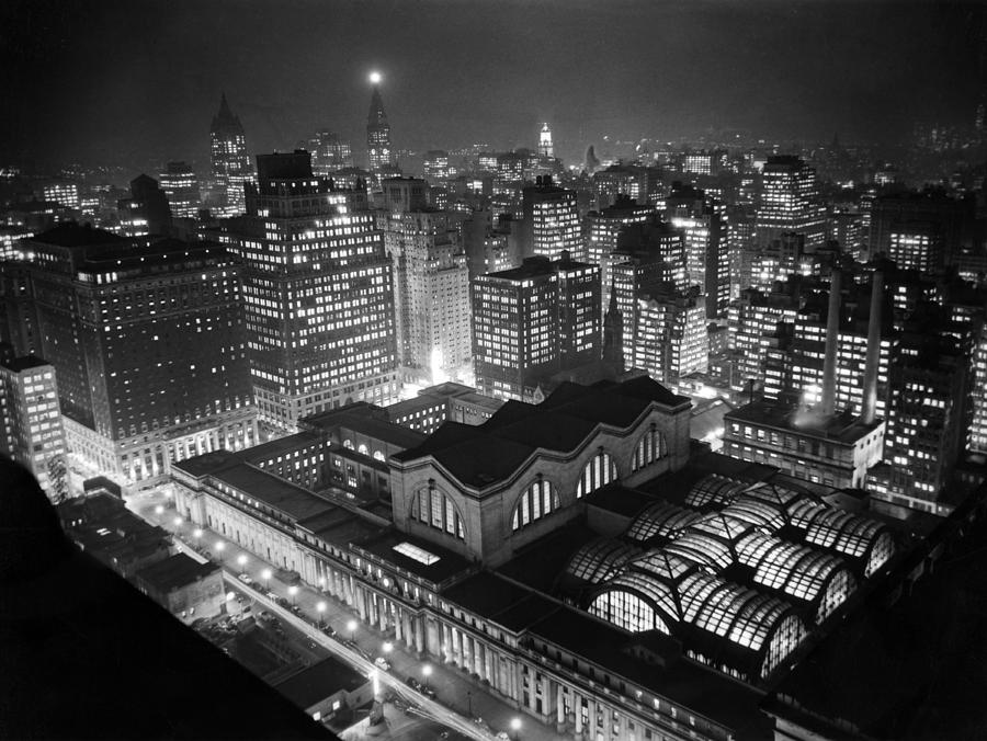 Pennsylvania Station At Night Photograph by Underwood Archives