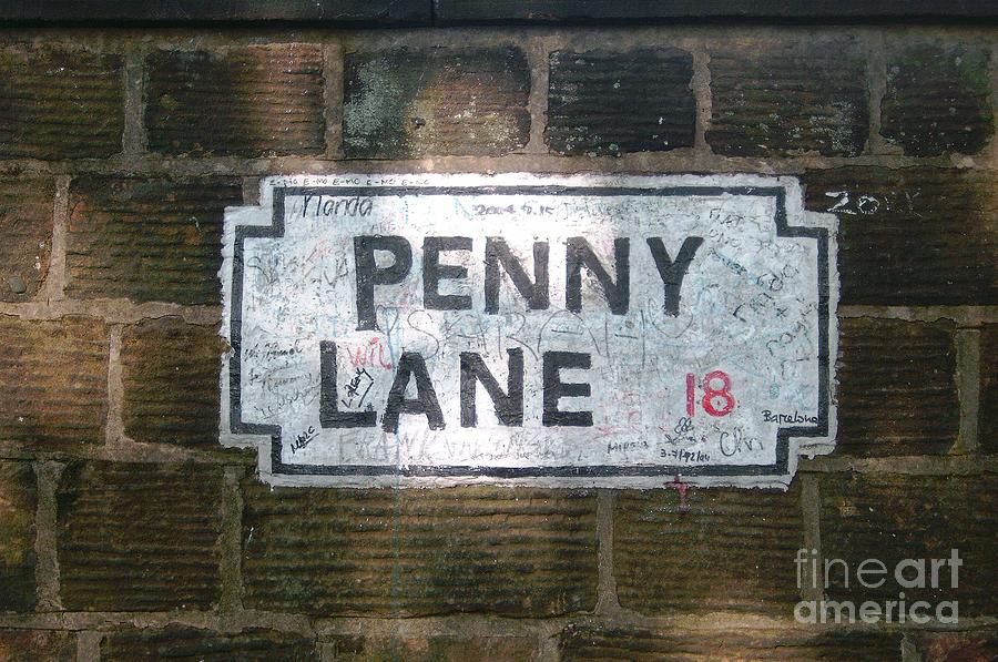 Penny Lane street sign Photograph by Steve Kearns