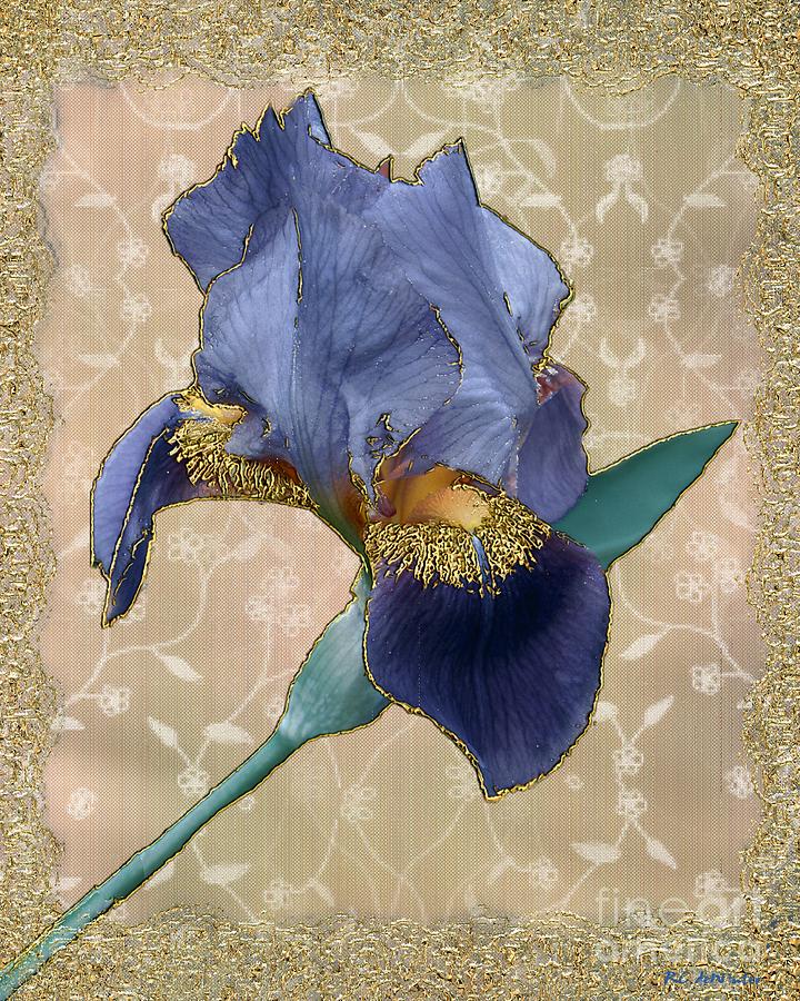 Iris Painting - Penny Postcard Florentine by RC DeWinter