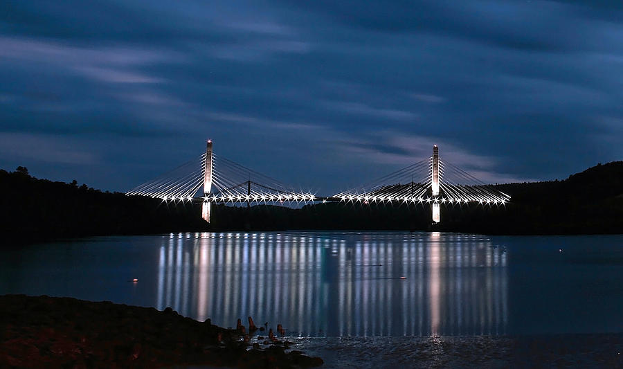Penobscot Narrows Bridge and Observatory at Night Photograph by Barbara West
