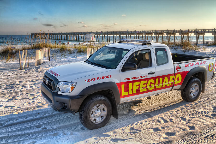 Crane Photograph - Pensacola Beach Lifeguard by Tim Stanley