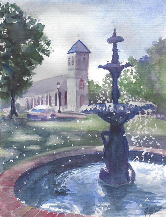 Pensacola Fountain Painting by Julie Garcia