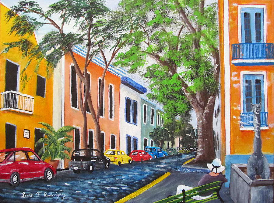 Pensando En El Viejo San Juan Painting by Luis F Rodriguez