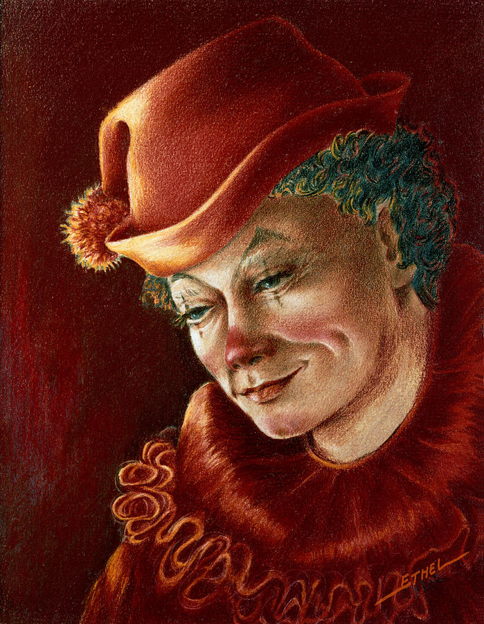 Pensive Clown Pastel by Ethel Quelland