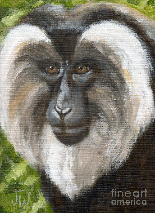 Pensive monkey Painting by June Walker