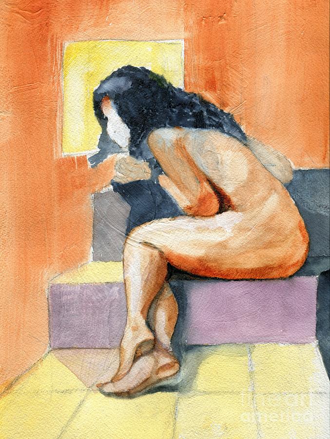 Nude Painting - Pensive Nude by Joe Hagarty