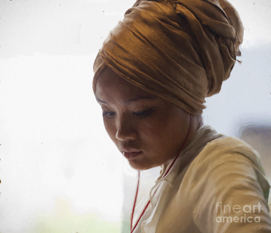 Pensive young woman in turban Photograph by Sheila Smart Fine Art Photography