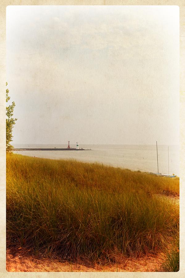 Lighthouse Photograph - Pentwater Pier and Light by Michelle Calkins