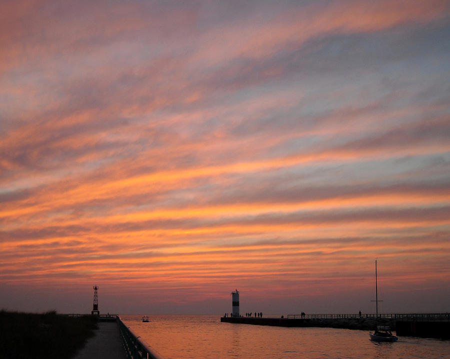 Pentwater Pier Lighthouse Photograph by Penny Hunt